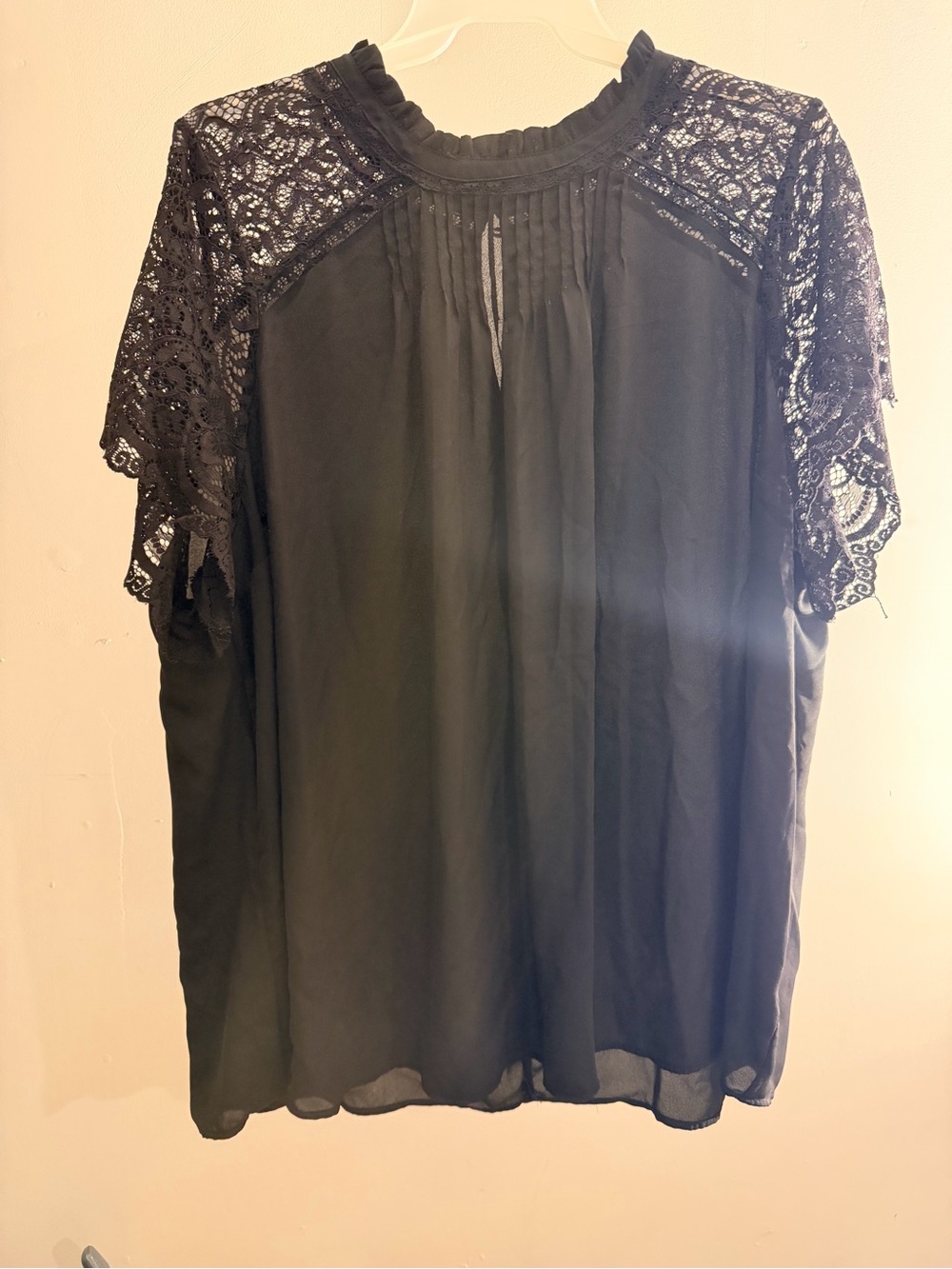 torrid Black Lace Yoke Flutter Sleeve Blouse